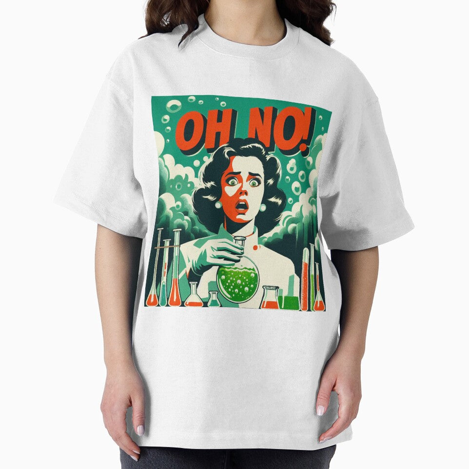 Retro science fiction Woman scientist "Oh no!" 1960s by RESToRAPTOR