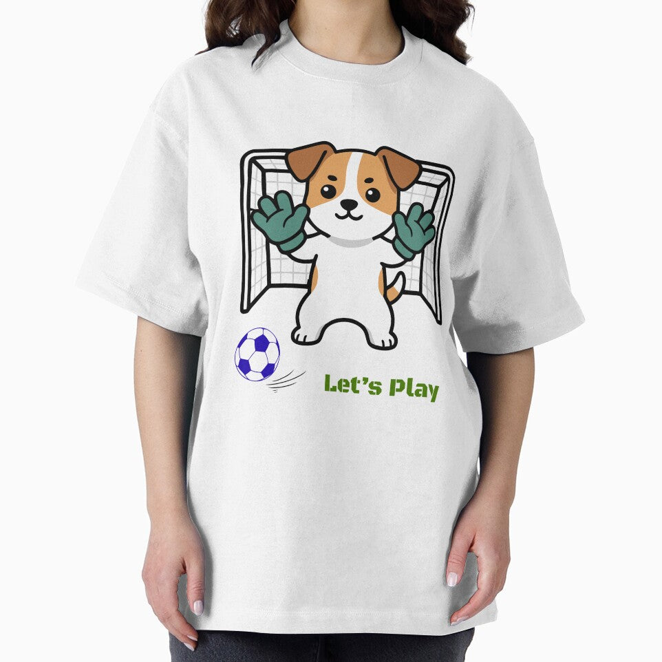 Cute Goalie Dog Let's Play Soccer Vector Art by EHdesignShop