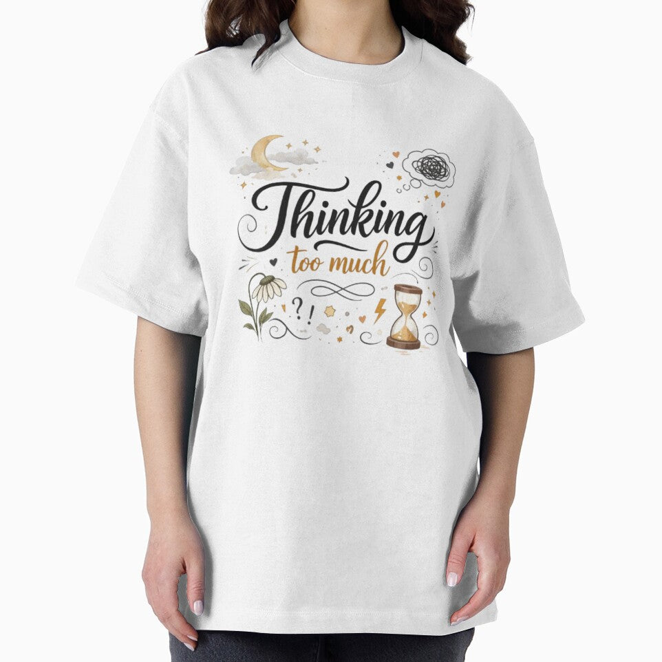 Thinking Too Much – Minimal Aesthetic Mental Health Quote Design by Sanika arts