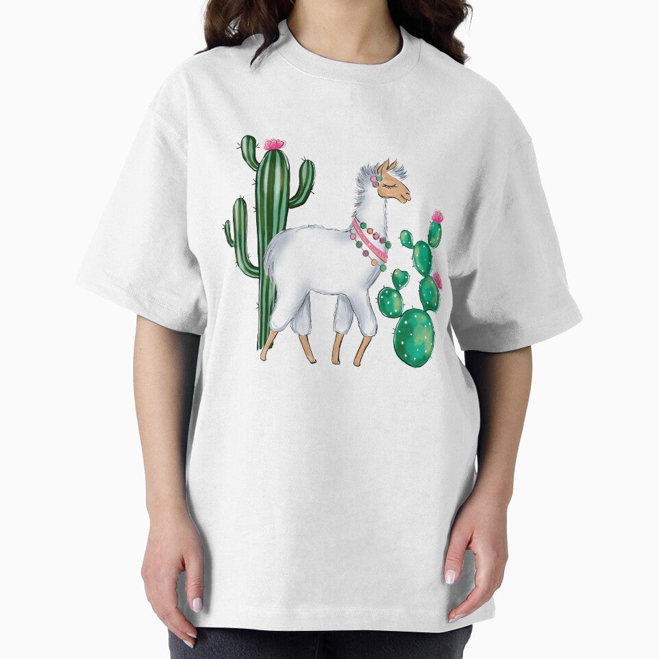 Lama and succulents cute illustration by Lalanacliparts