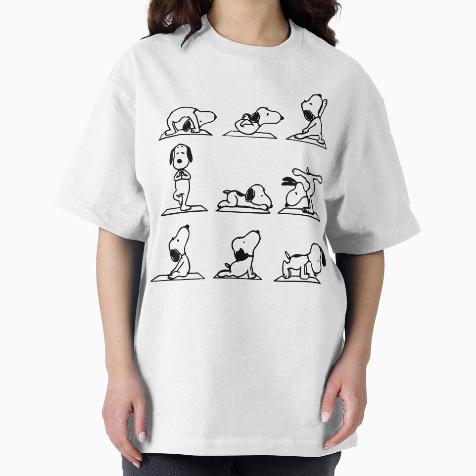Cartoon Dog T-Shirt – Cute Beagle Buddy Yoga Dog Poses Graphic Tee for Men Women by jenniferkimbal