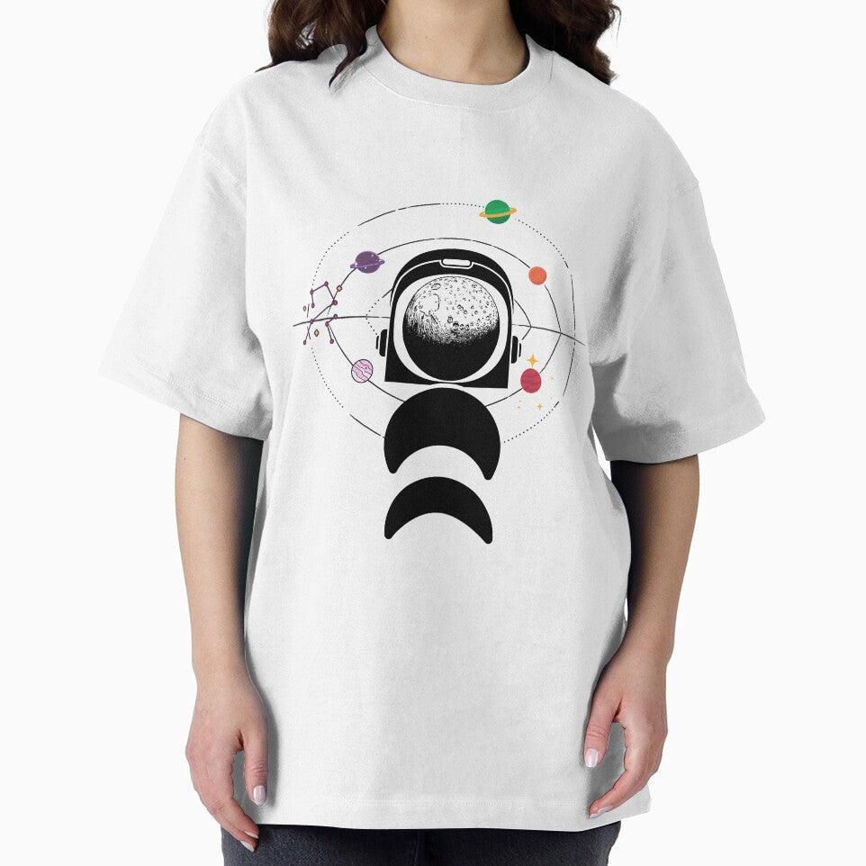 Moon Face Astronaut And Planets - Black by 4U2NV-LDN