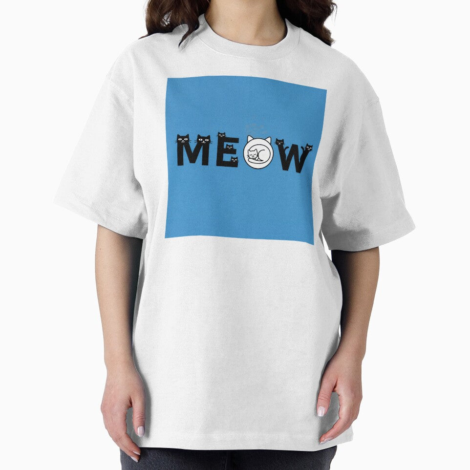 Meow Cat Lover Design - Cute Black and White Cats Typography Gift by SammyMorry