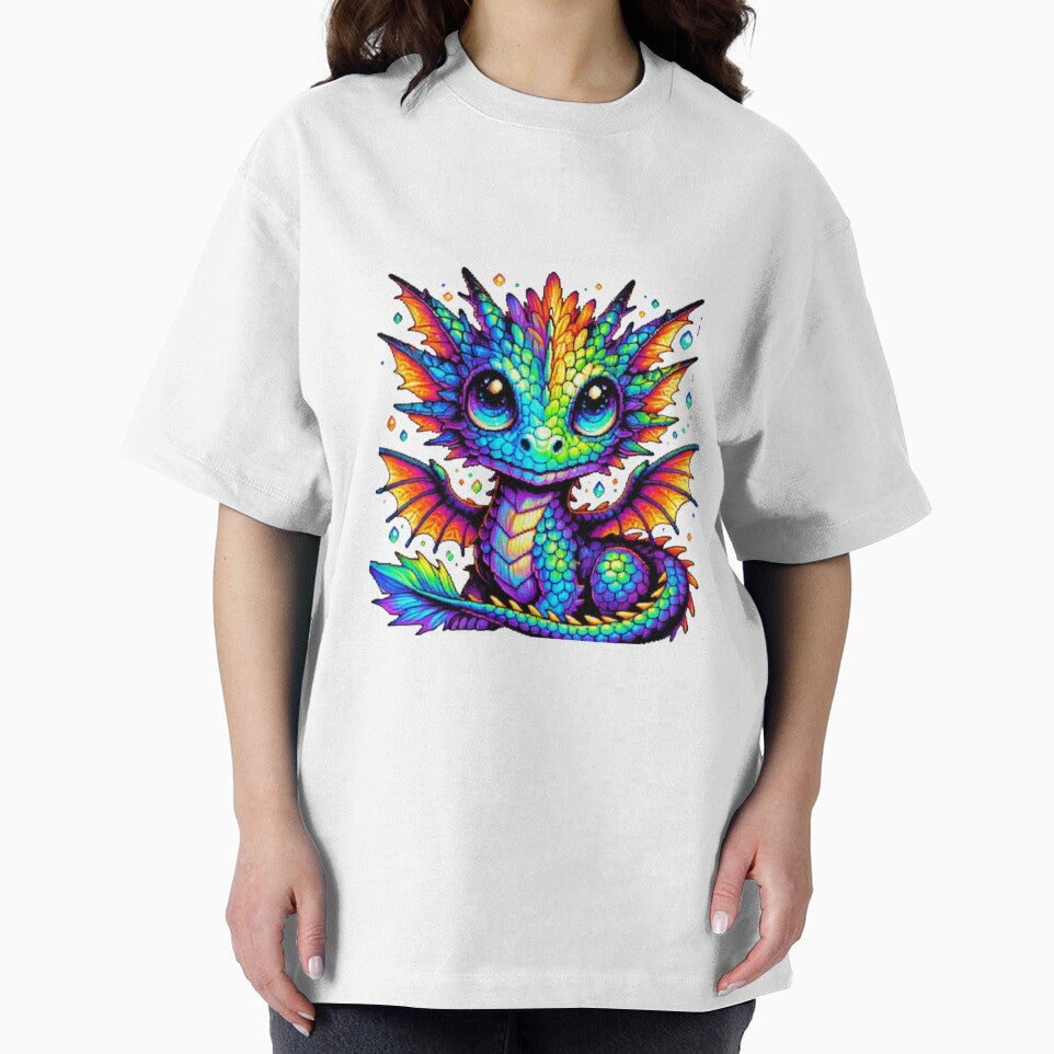Vibrant Rainbow Baby Dragon Fantasy Art by GemBob Creations