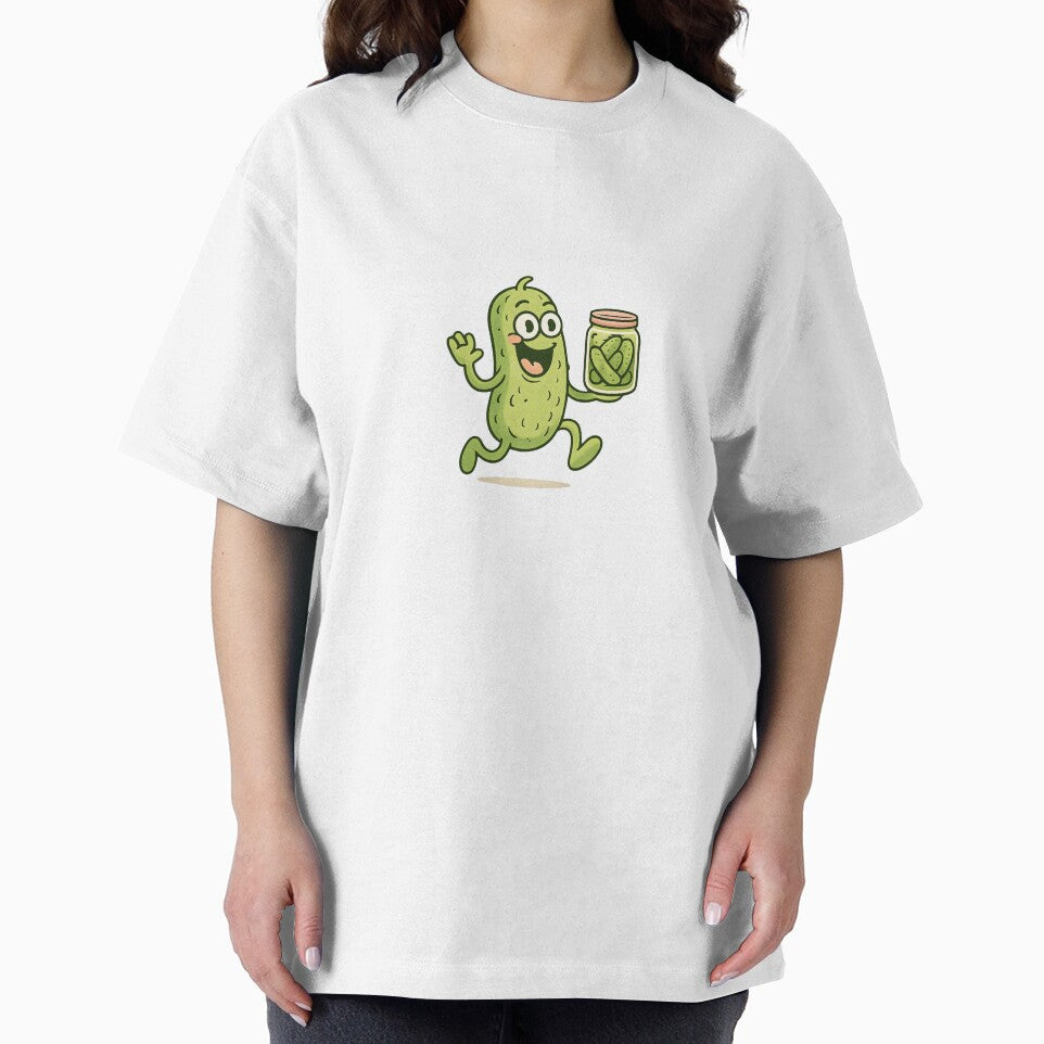 Funny Pickle Running with Pickle Jar – Cute Pickle Lover Gift Cartoon by Basma Designs | Funny Shirts, Stickers & Mugs