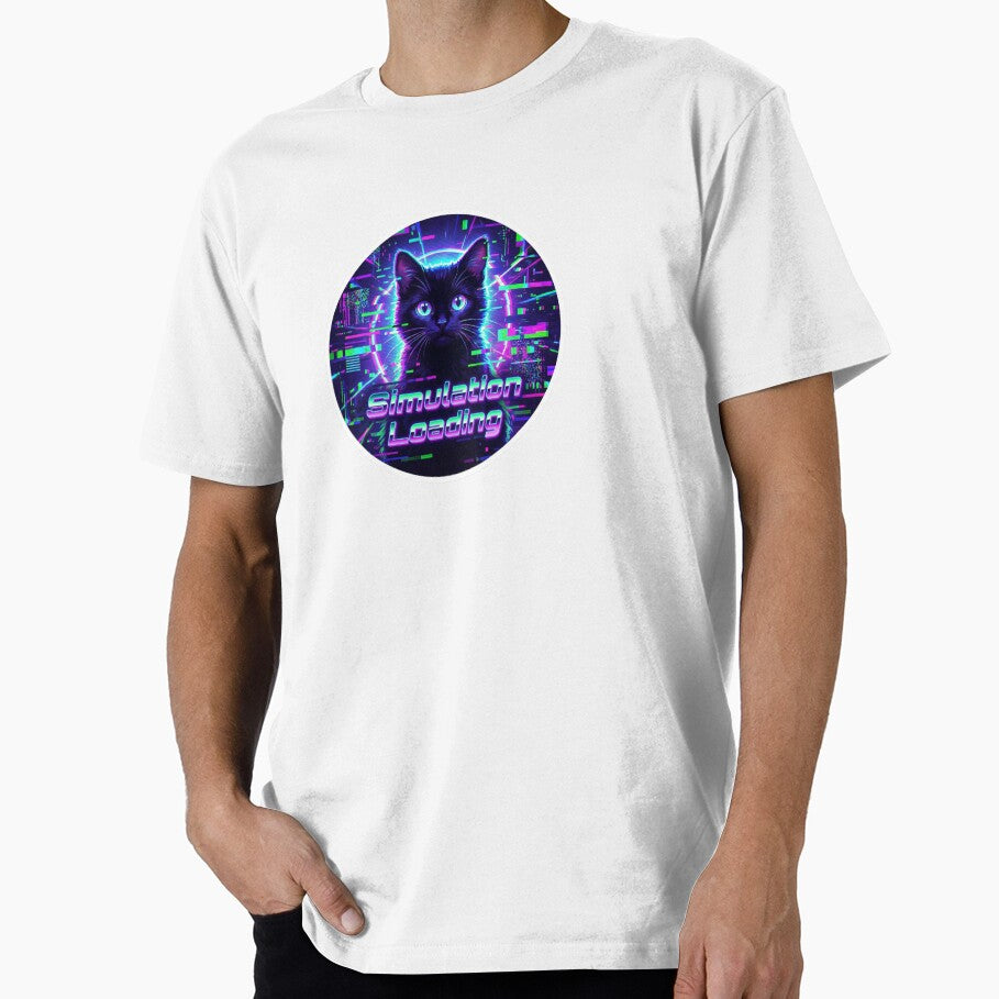 Simulation Loading Black Cat Glitch Matrix Neon Art by Conspiracy Cat Club