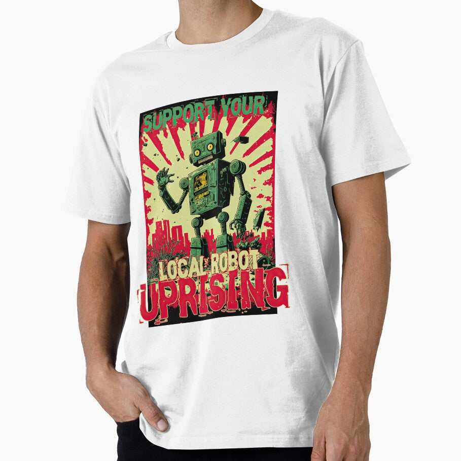 Support Your Local Robot Uprising Retro Poster by obstinator
