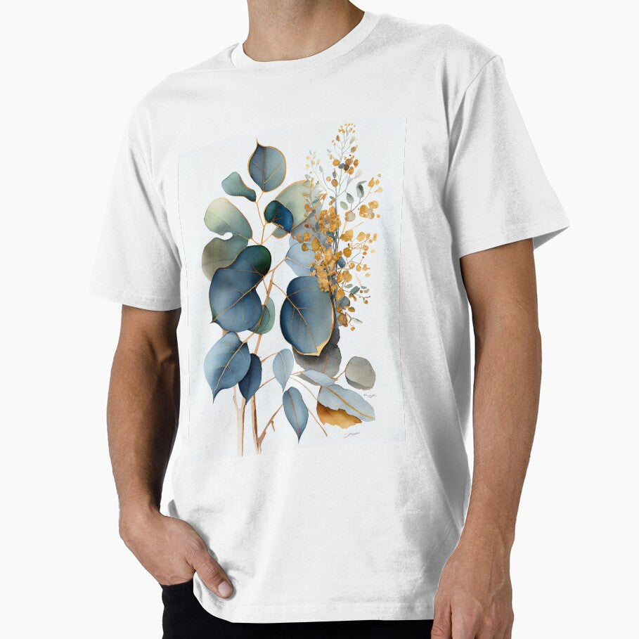 Boho Blue and Gold Eucalyptus by Peek-Designs