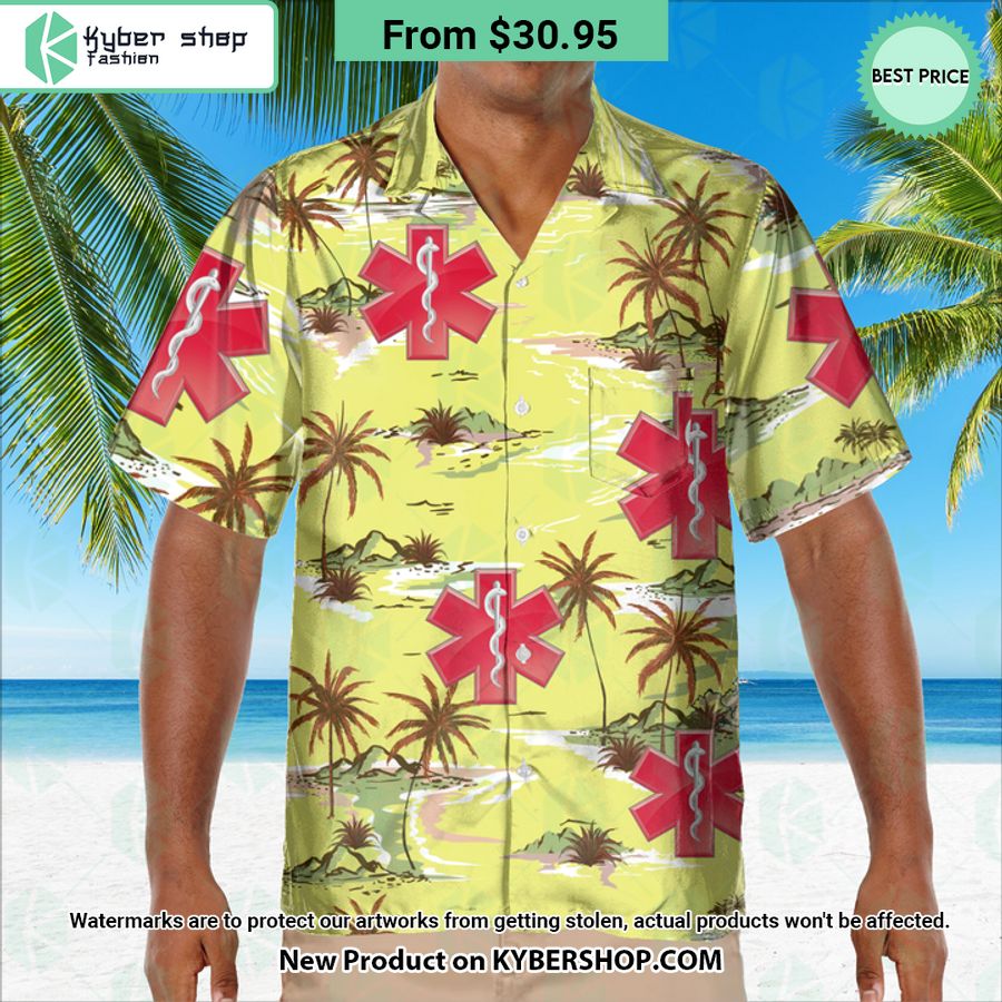 Star Of Life EMS Red Hawaiian Shirt