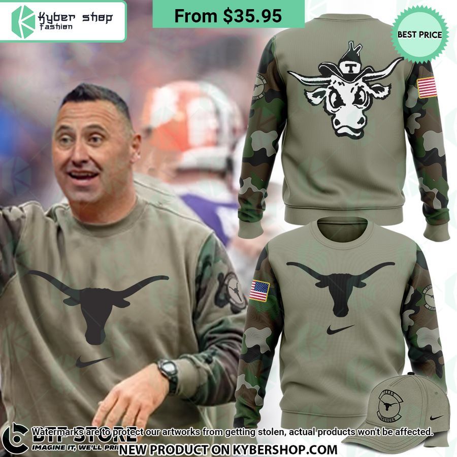 Steve Sarkisian Texas Longhorns Veterans Camo Sweatshirt