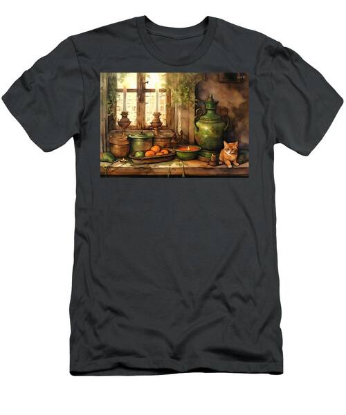 Still Life With Ceramicware Candelholders A Cat And More. L A S T-Shirt