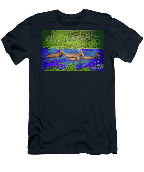 Swimming Elk In Abstract T-Shirt