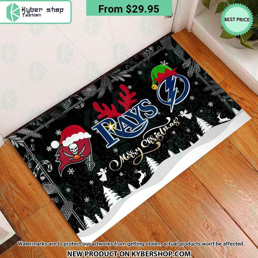 Tampa Bay Buccaneers Tampa Bay Rays Tampa Bay Lightning Merry Christmas Doormat