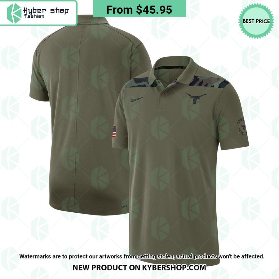 Texas Longhorns 2023 Sideline Coaches Military Salute to Service Veterans Polo Shirt