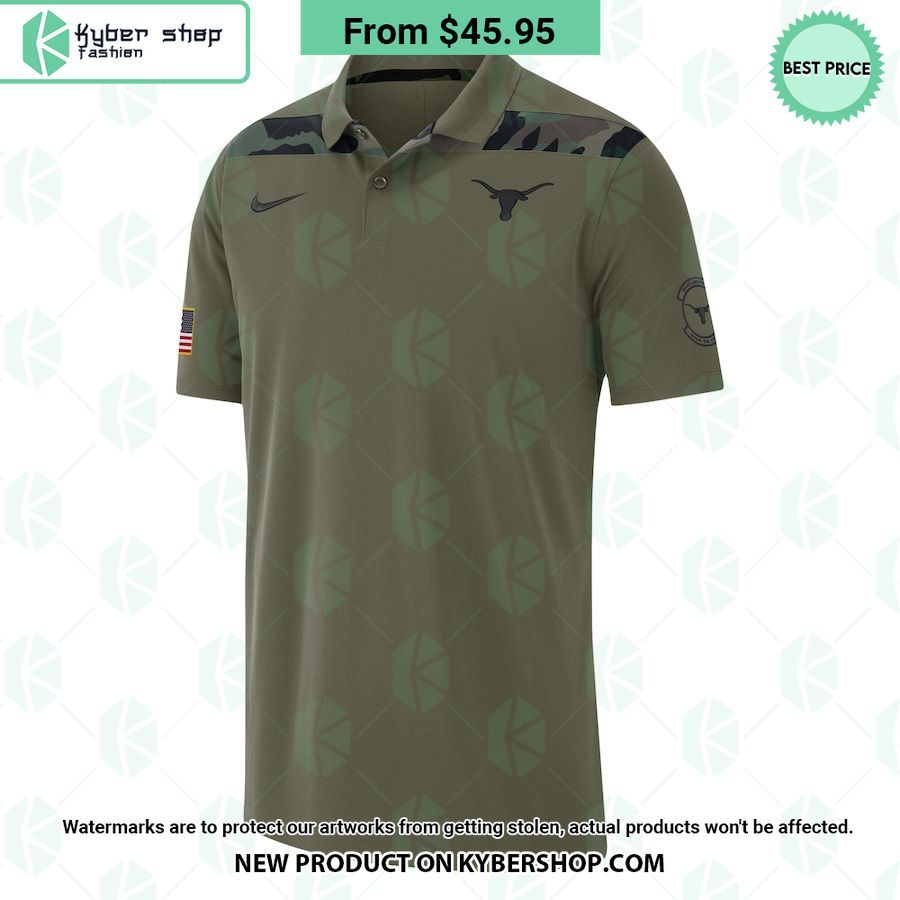 Texas Longhorns 2023 Sideline Coaches Military Salute to Service Veterans Polo Shirt