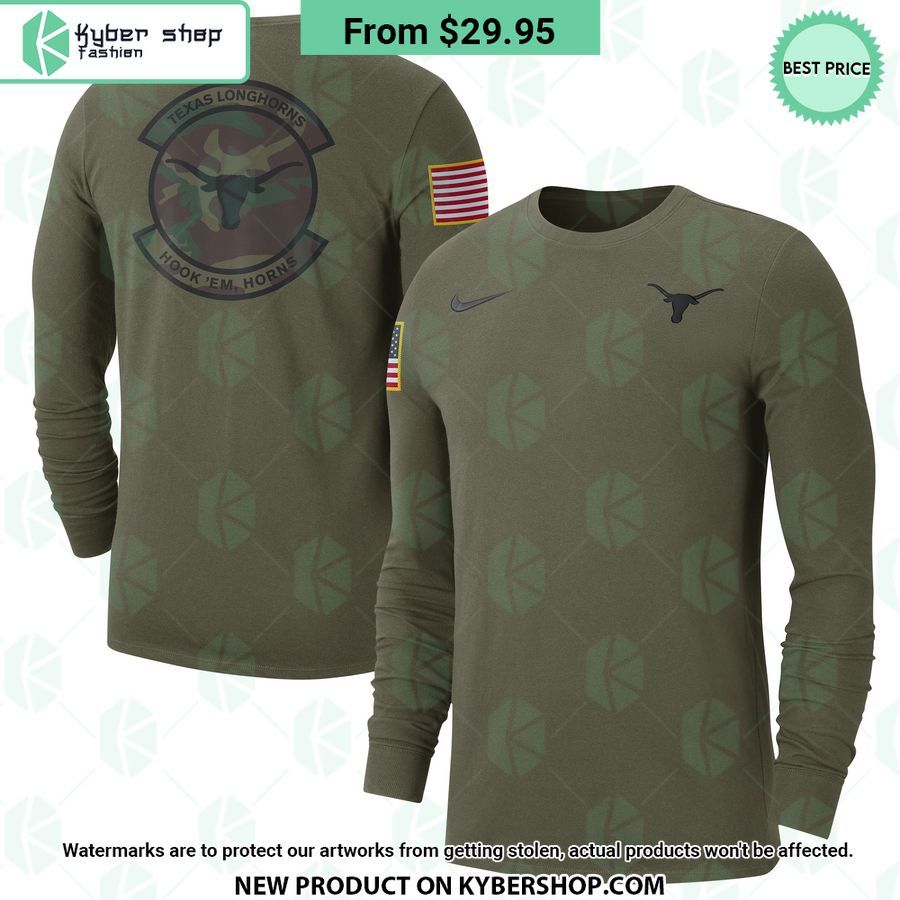 Texas Longhorns Military Salute to Service Veterans Long Sleeve Shirt