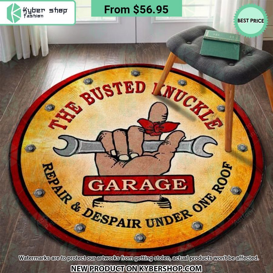 The Busted Knuckle Garage Hot Rod Round Rug