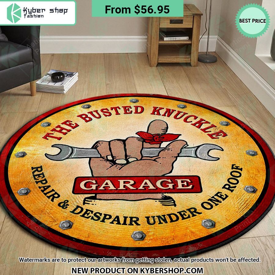 The Busted Knuckle Garage Hot Rod Round Rug
