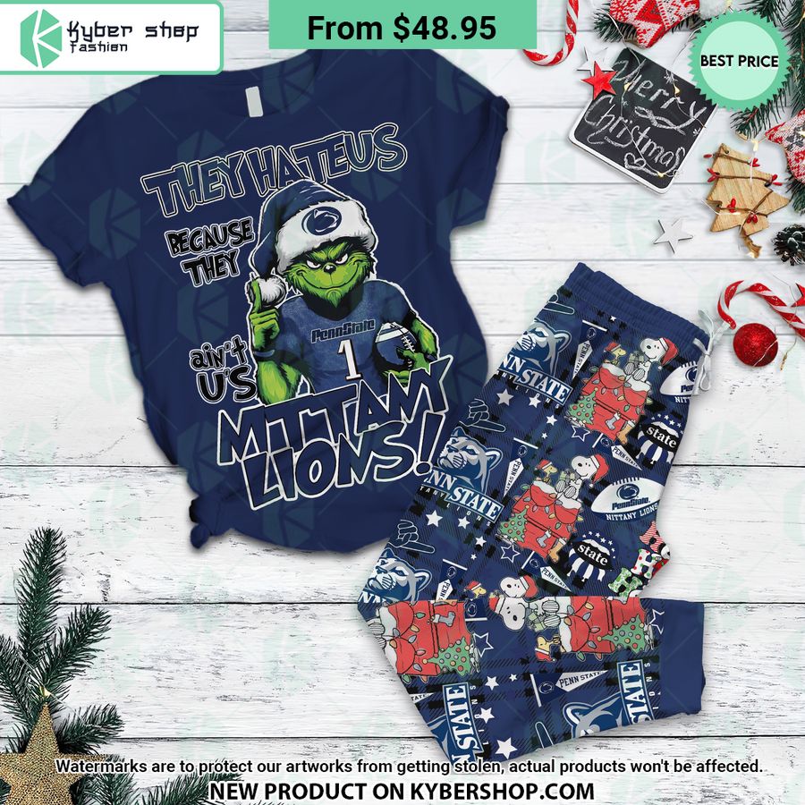 They Hate Us Because They ain’t Us Penn State Nittany Lions Grinch Pajamas Set