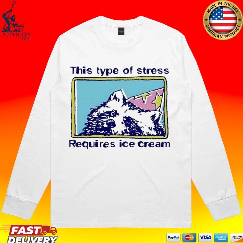 This Type Of Stress Requires Ice Cream Funny Racoon Meme Vintage T-shirt