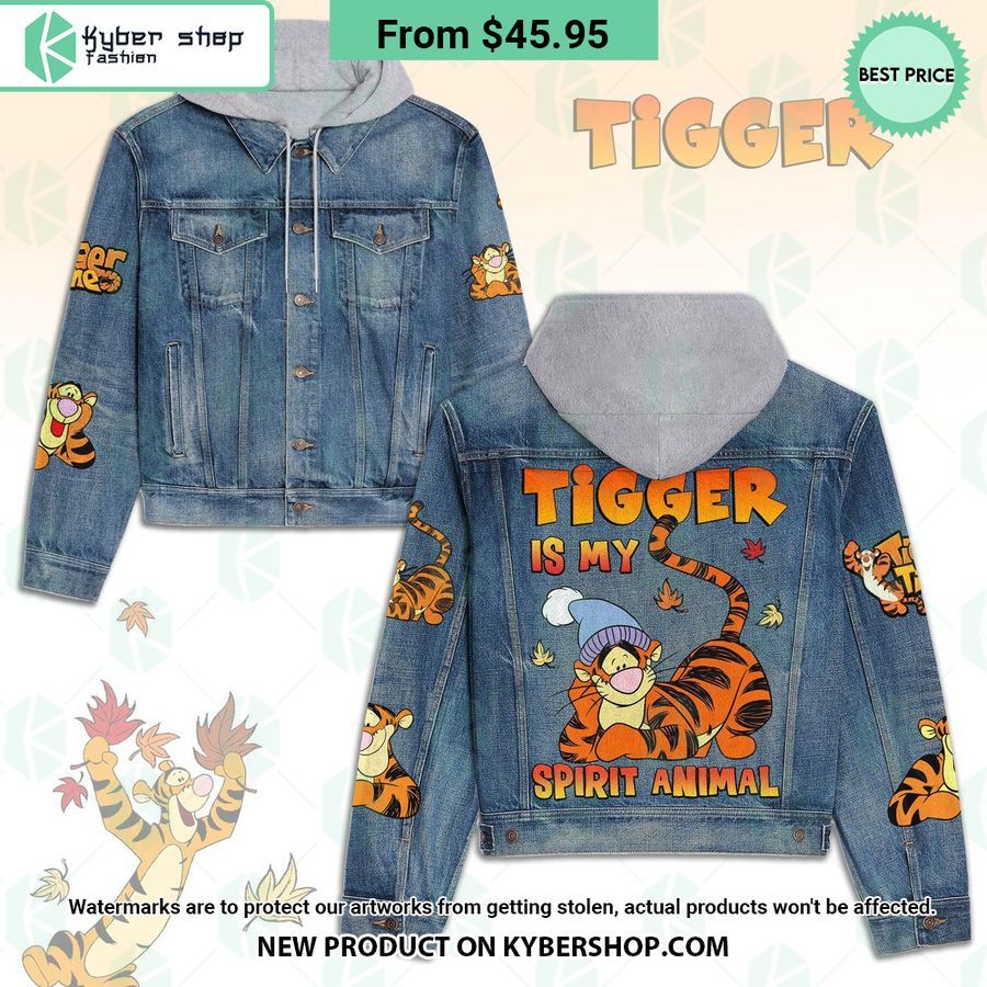 Tigger Is My Spirit Animal Hooded Denim Jacket