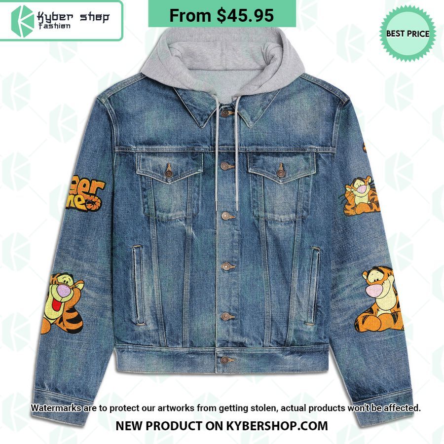 Tigger Is My Spirit Animal Hooded Denim Jacket
