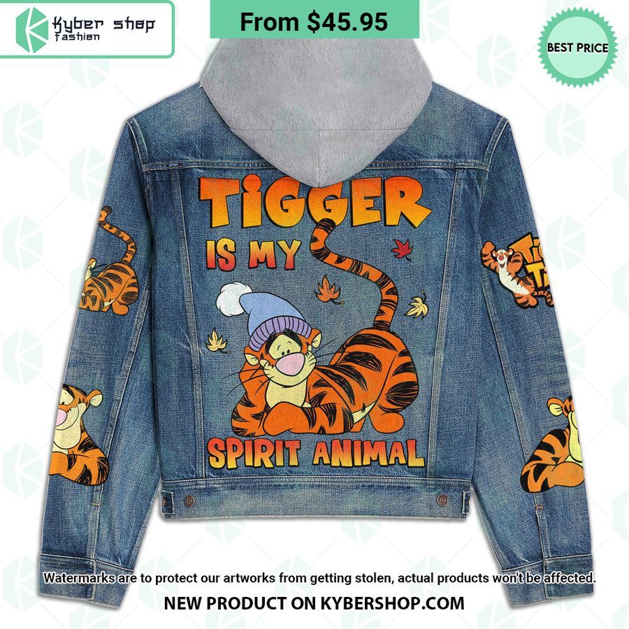 Tigger Is My Spirit Animal Hooded Denim Jacket