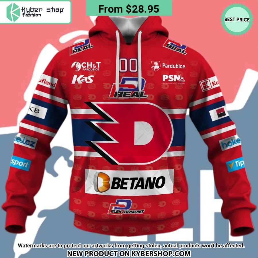 Tipsport Extraliga HC Dynamo Pardubice Jersey Style CUSTOM Hoodie