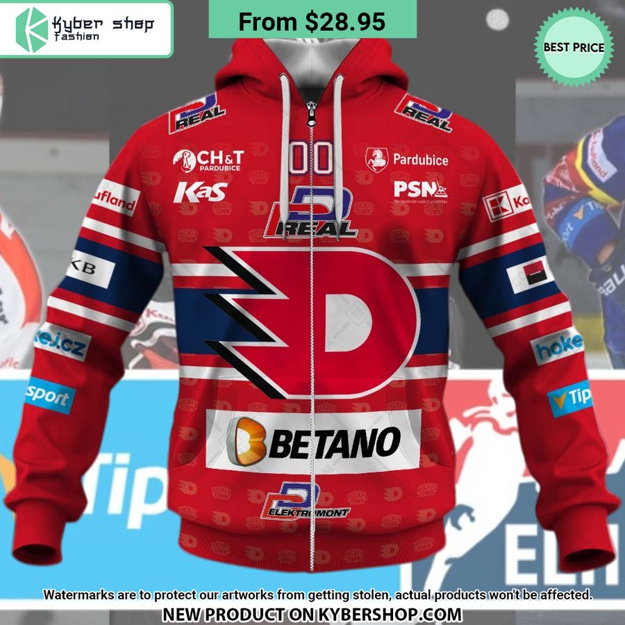 Tipsport Extraliga HC Dynamo Pardubice Jersey Style CUSTOM Hoodie