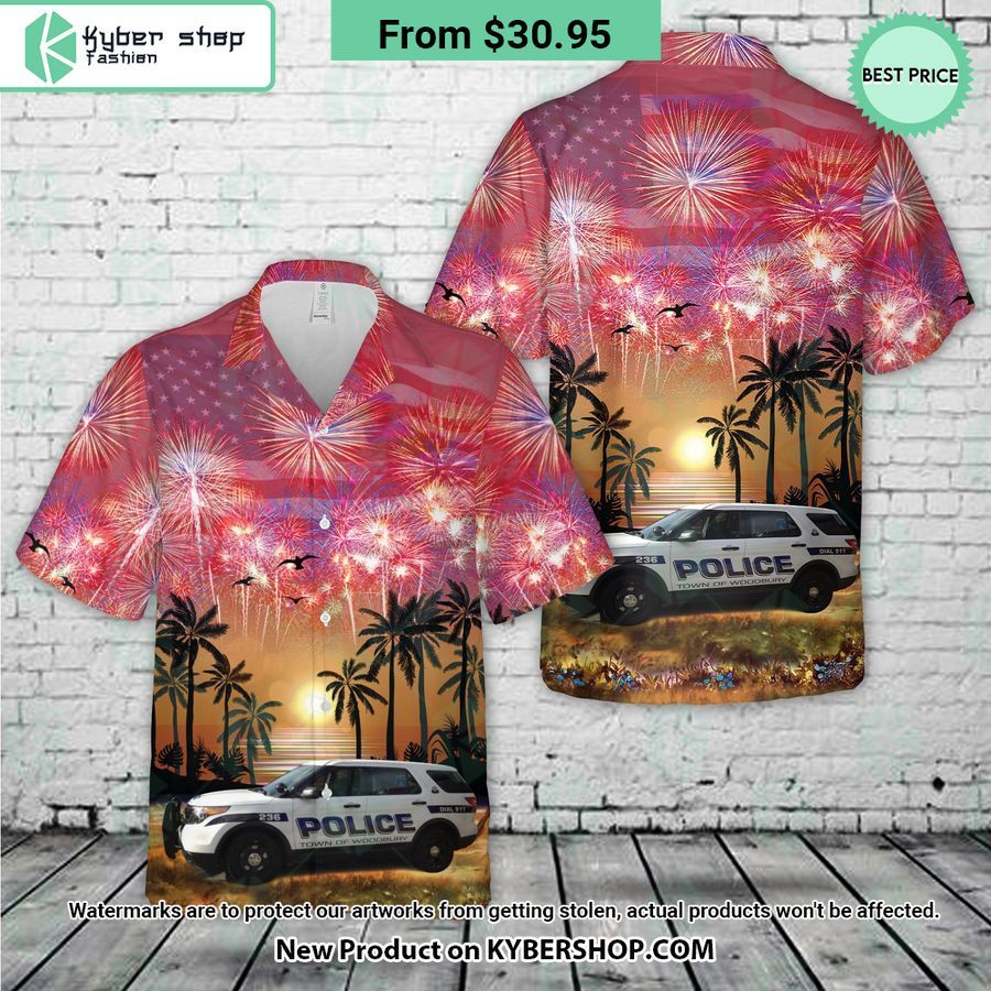 Town of Woodbury Police Dept 4th Of July Hawaiian Shirt