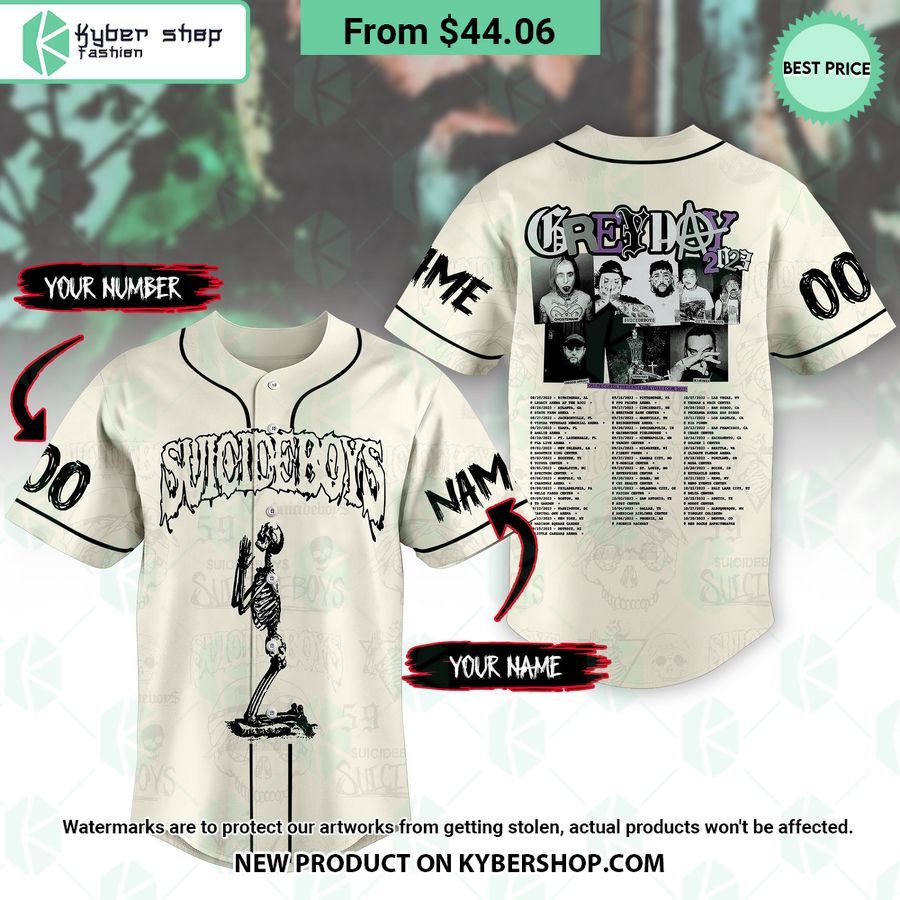 Grey Day Tour 2023 $uicideboy$ CUSTOM Baseball Jersey