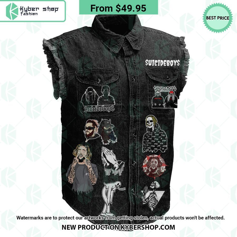 Suicideboy Voices Inside Of Me Won’t Let Me Go To Sleep Sleeveless Denim Jacket