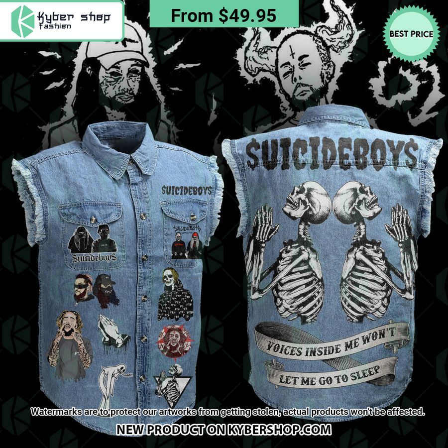 Suicideboy Voices Inside Of Me Won’t Let Me Go To Sleep Sleeveless Denim Jacket