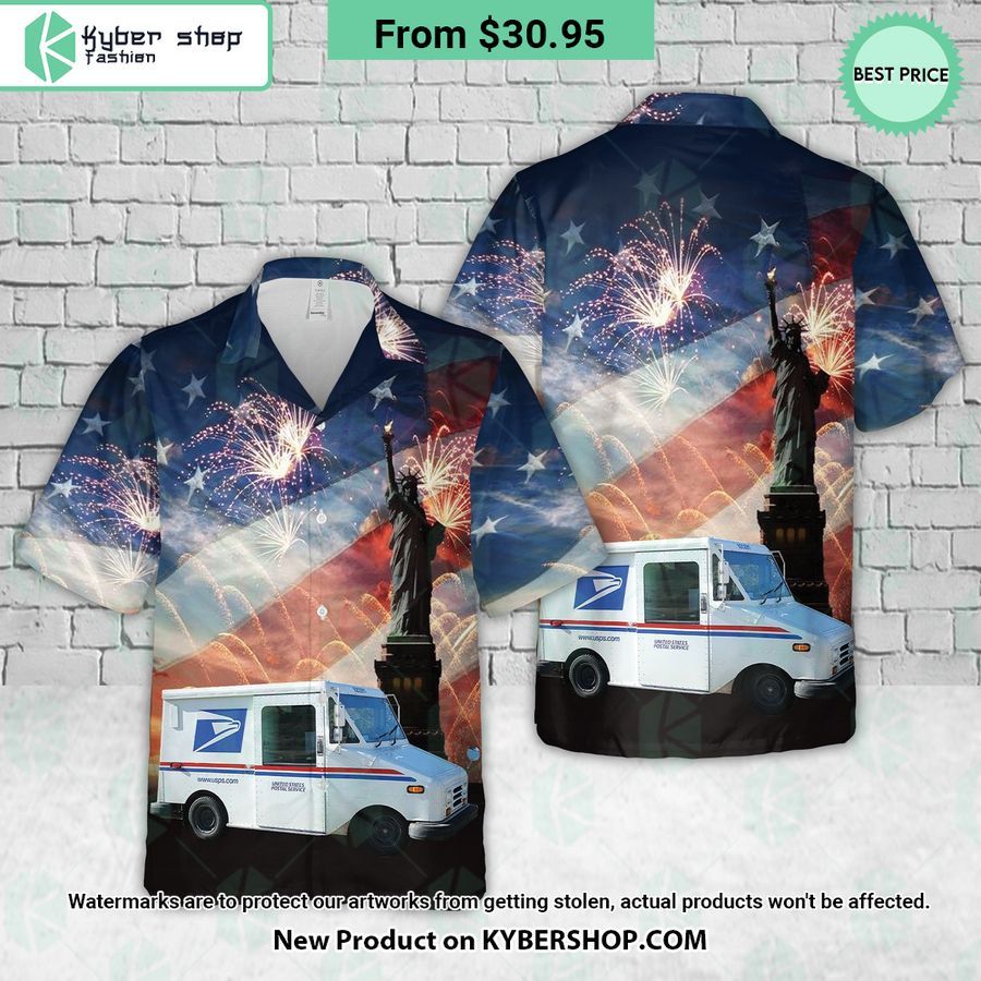 United States Postal Service Grumman LLV 4th Of July Hawaiian Shirt