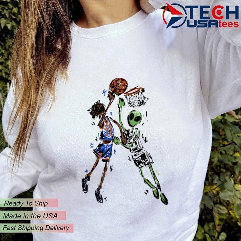 NBA Doodle Jalen Brunson vs Wemby Alien art shirt