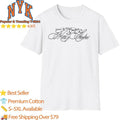 Misery Studios Cursive Script Typography With Broken AK47 Rifle Graphic Shirt