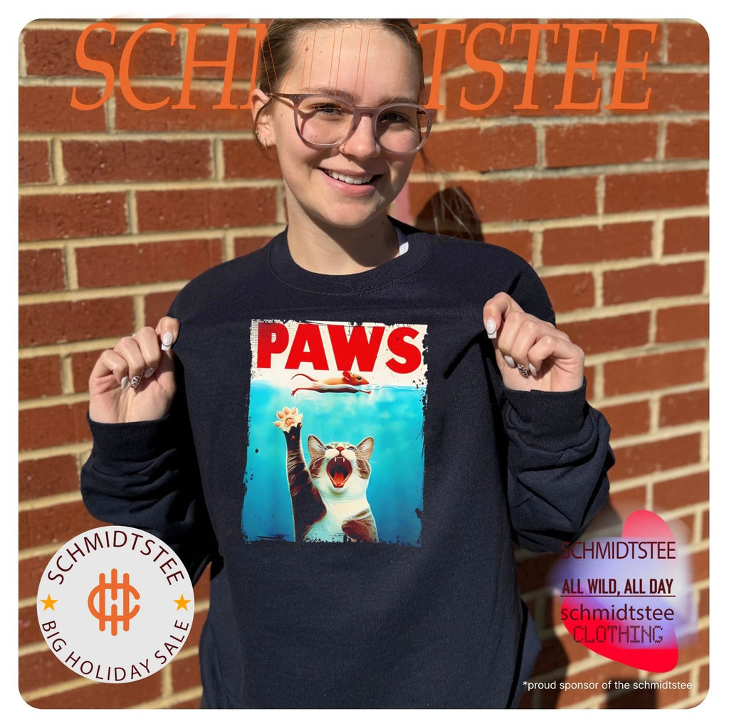 Paws cat funny Jaws parody shirt