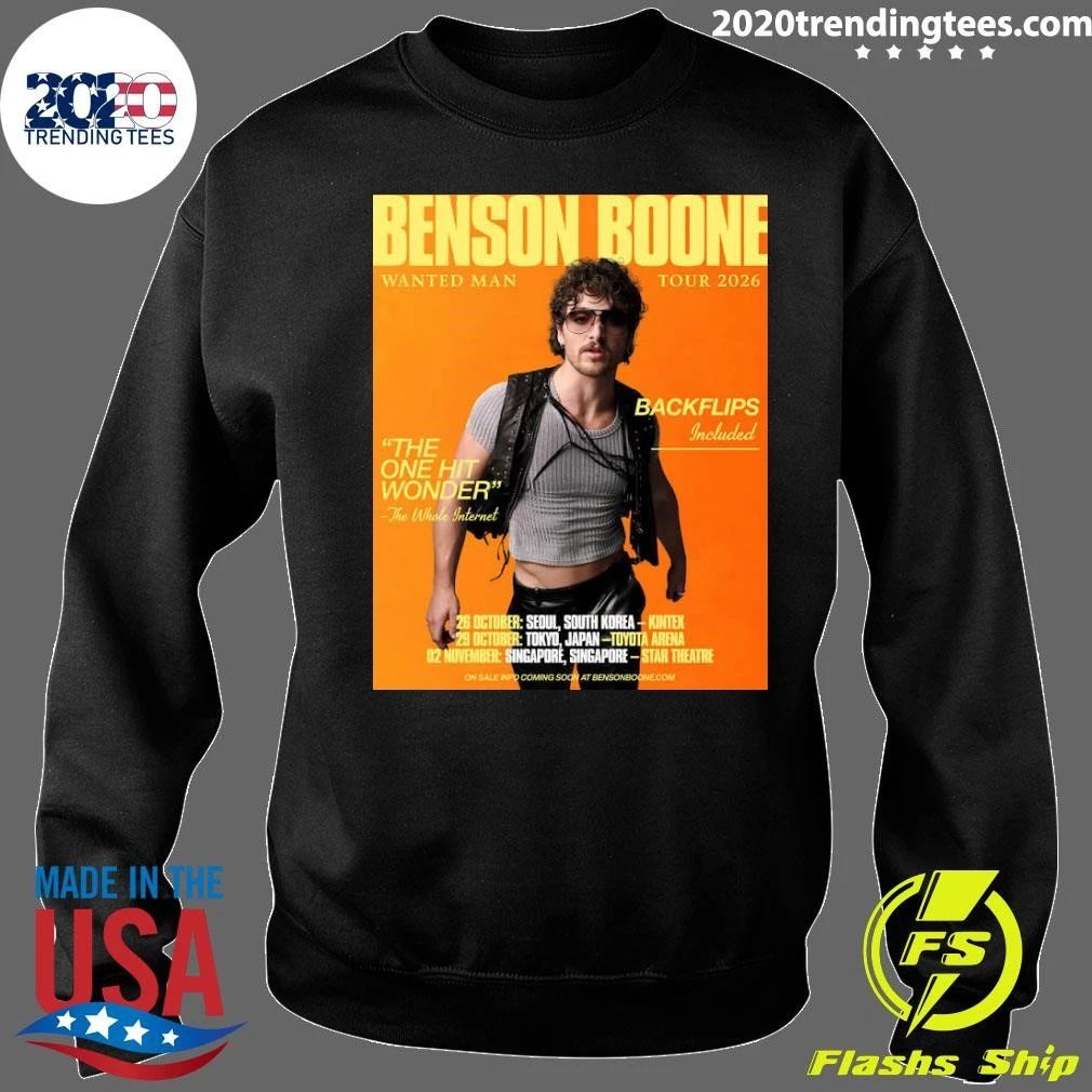 Wanted Man Tour Asia 2026 In October and November Benson Boone For October 26 To November 2, 2026 Shirt