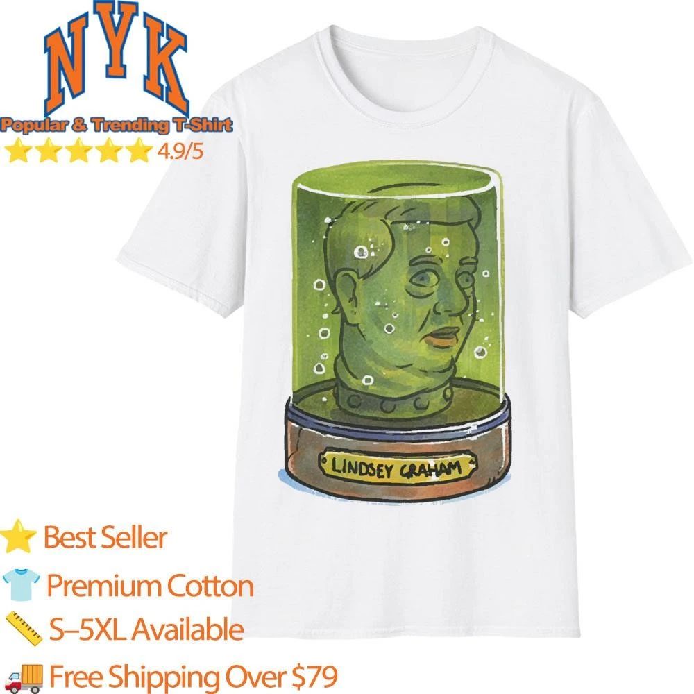 Lindsey Graham head in a green jar funny political satire pop art shirt