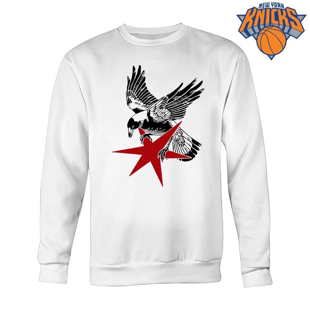 Flying Magpie Red Star Woodcut Streetwear Graphic Shirt