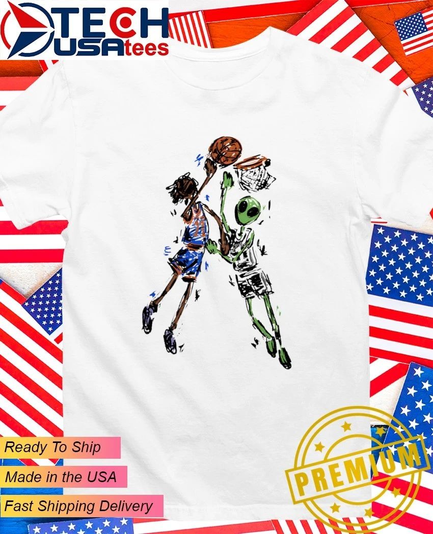 NBA Doodle Jalen Brunson vs Wemby Alien art shirt