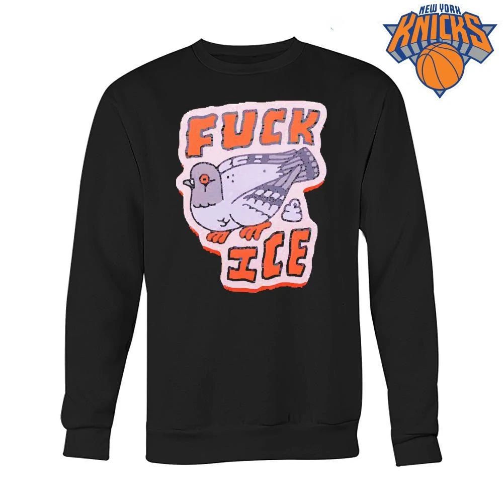 Fuck ICE Pigeon Pooping Anti Border Patrol Political Cartoon Streetwear Shirt