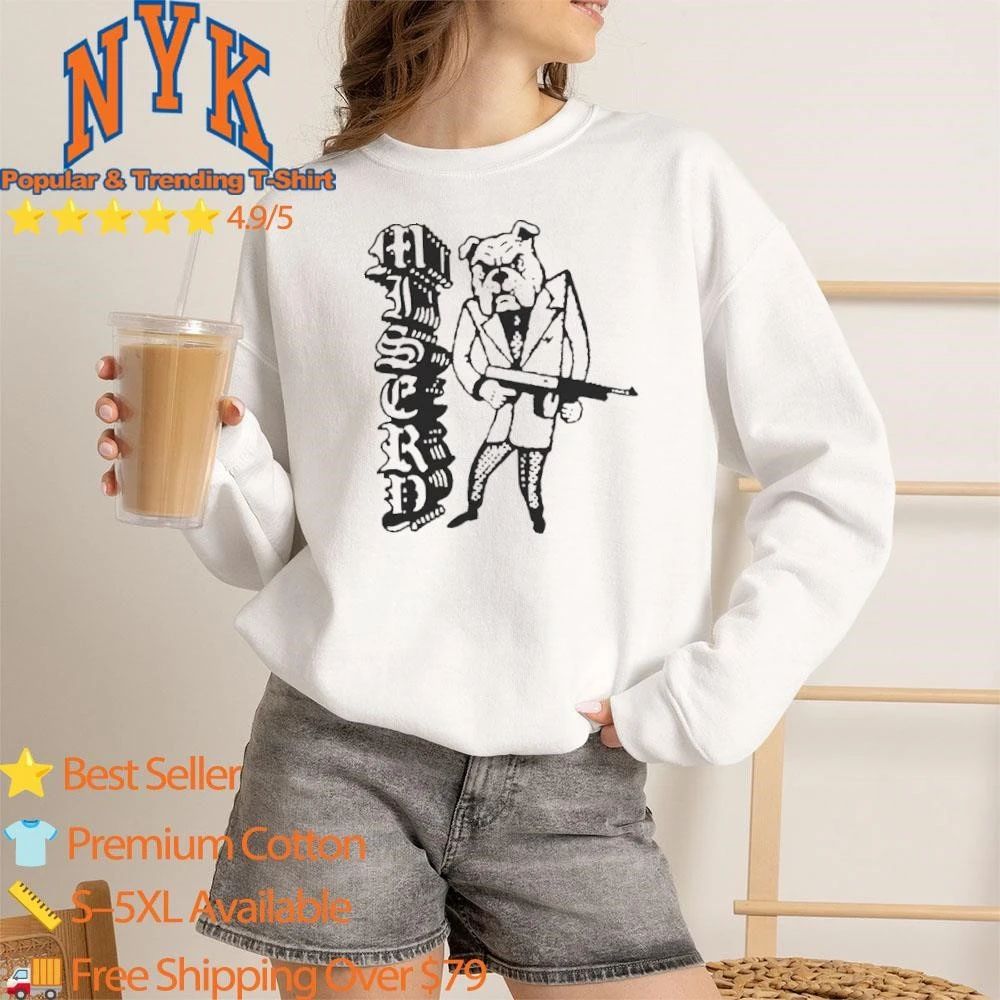 Misery Gangster Bulldog Holding Tommy Gun Vintage Streetwear Cartoon Shirt