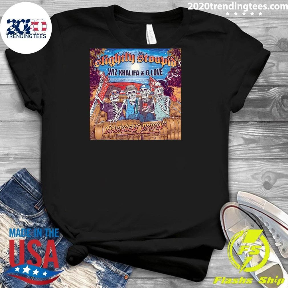Slightly Stoopid Wiz Khalifa and G Love New Single Cover Back Seat Driving Out July 17 2026 Shirt
