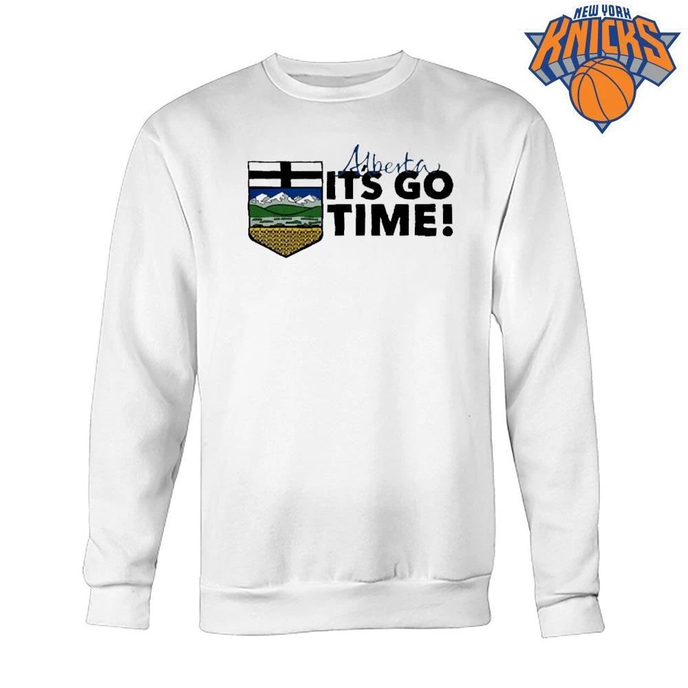 Alberta Its Go Time Canadian Province Crest Flag Hockey Fan T Shirt