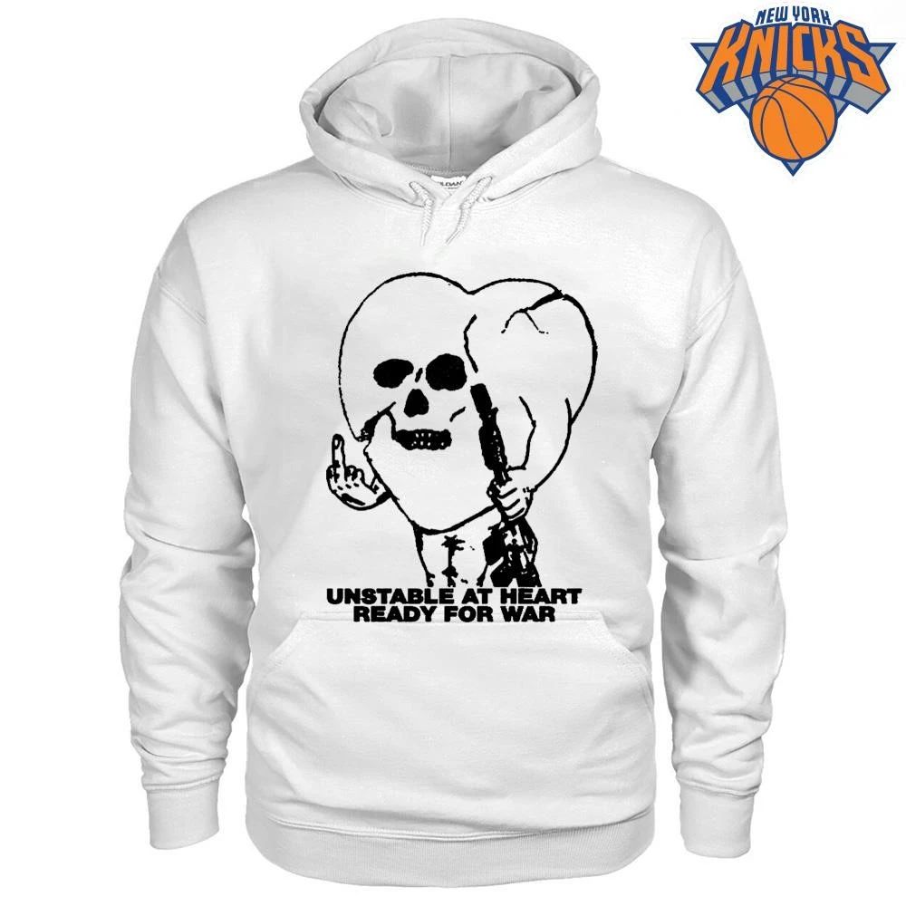 Unstable At Heart Ready For War Skull Heart Holding Gun Middle Finger Streetwear Shirt