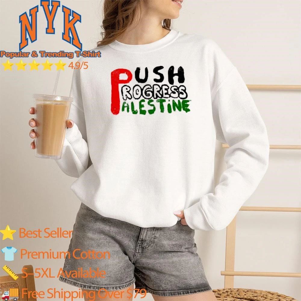 Push Progress Palestine Typography Red Black Green Graphic shirt