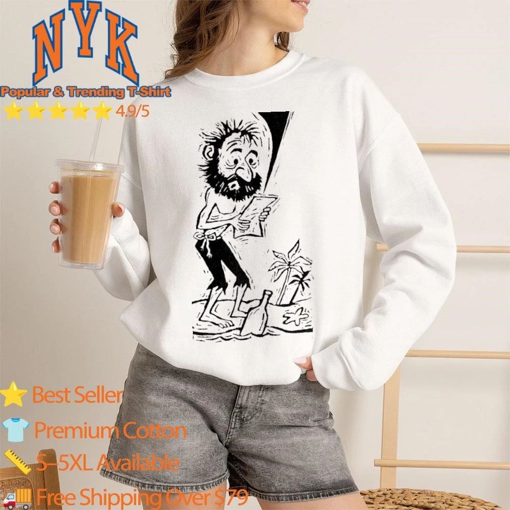 Vintage Castaway Message in a Bottle Cartoon Island Shirt