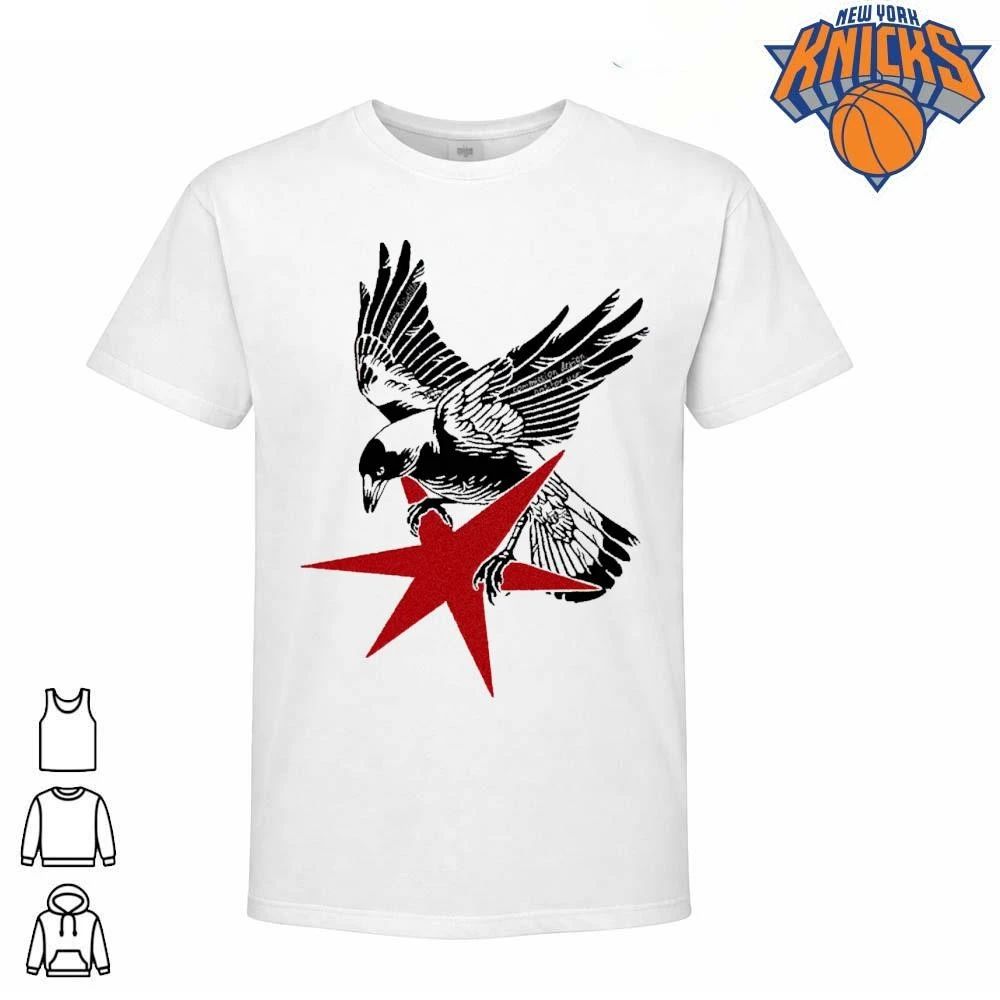Flying Magpie Red Star Woodcut Streetwear Graphic Shirt
