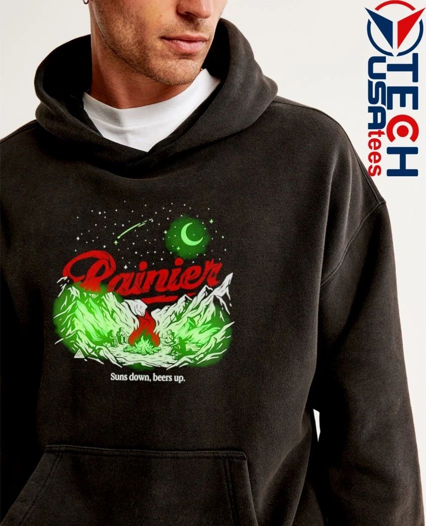 Rainier Beer suns down beers up shirt